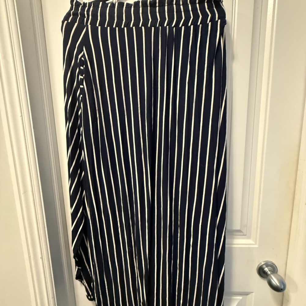 Sweet Love Navy and White Striped Maxi Skirt